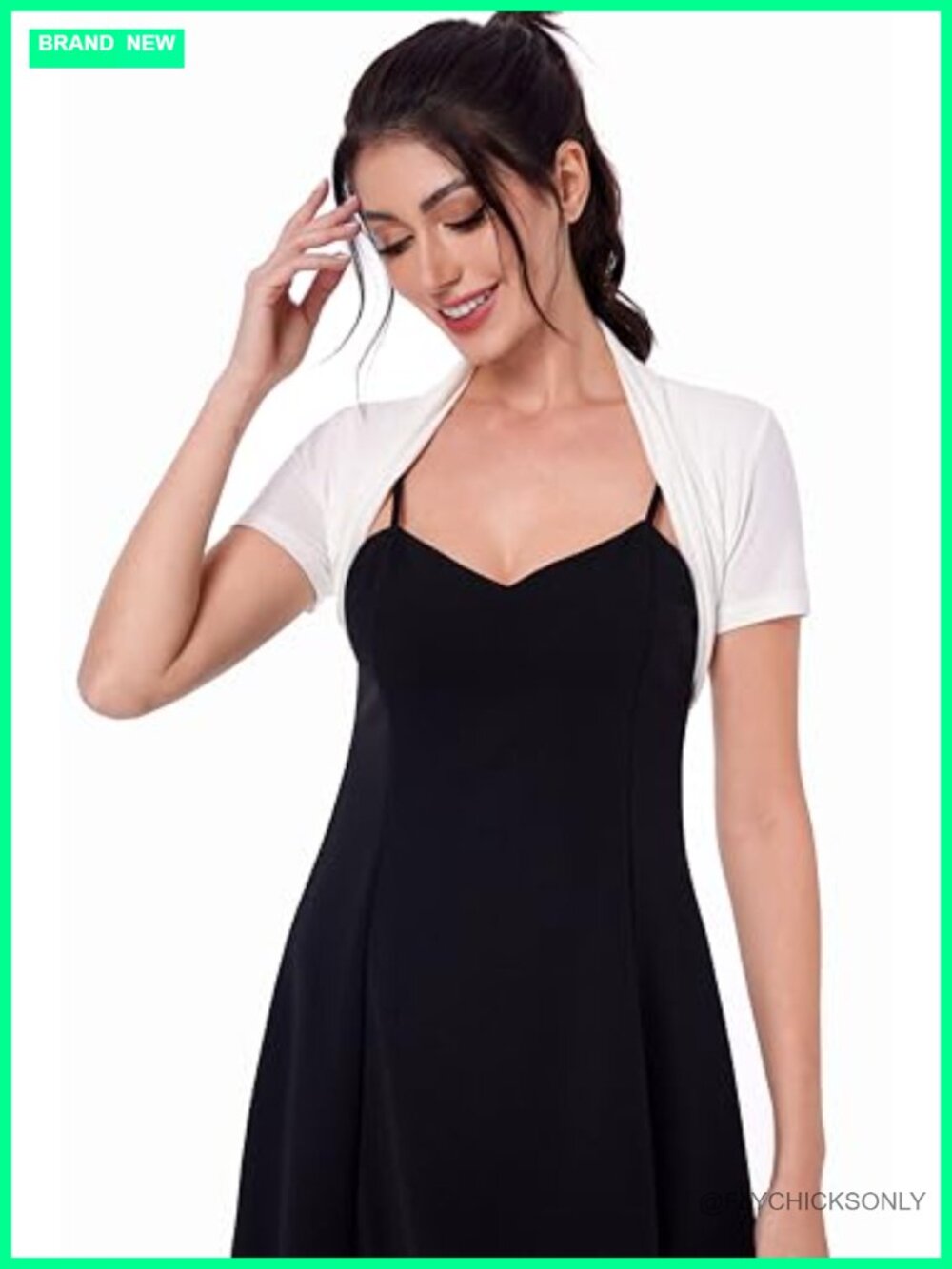 Women's Short Sleeve Bolero Shrug Open Front Pleated Back Ruched Sides Cropped